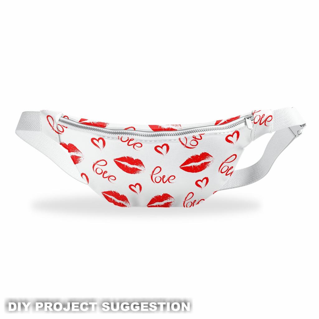 Outdoor Dekostoffe Oxford - Motiv Rote Lippen Und Herzen