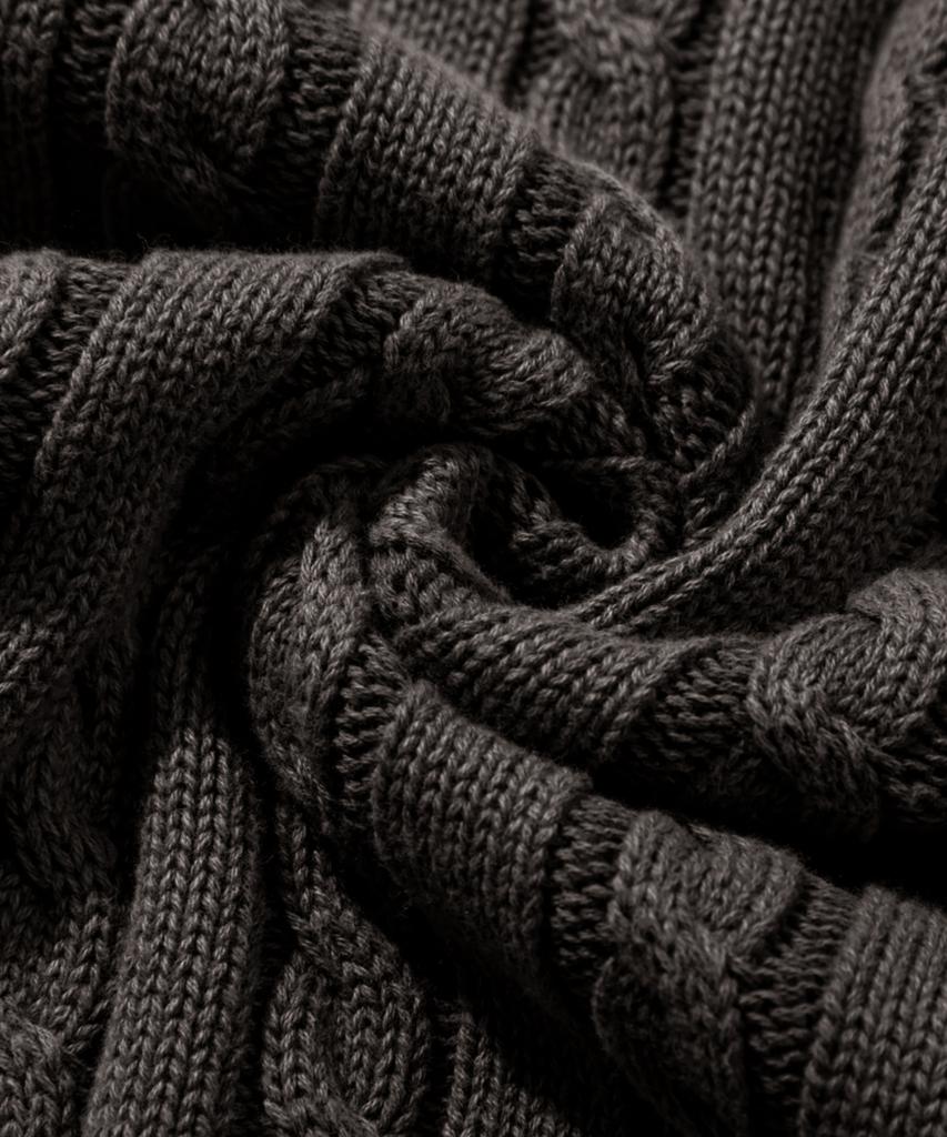TRILLION Vintage Washed Cable Half Sleeve Knit [Black]
