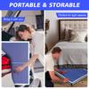 Foldable table tennis table with net and bat set, suitable for outdoor/indoor use, blue surface, includes 2 bats and 3 balls, stable 6-leg design