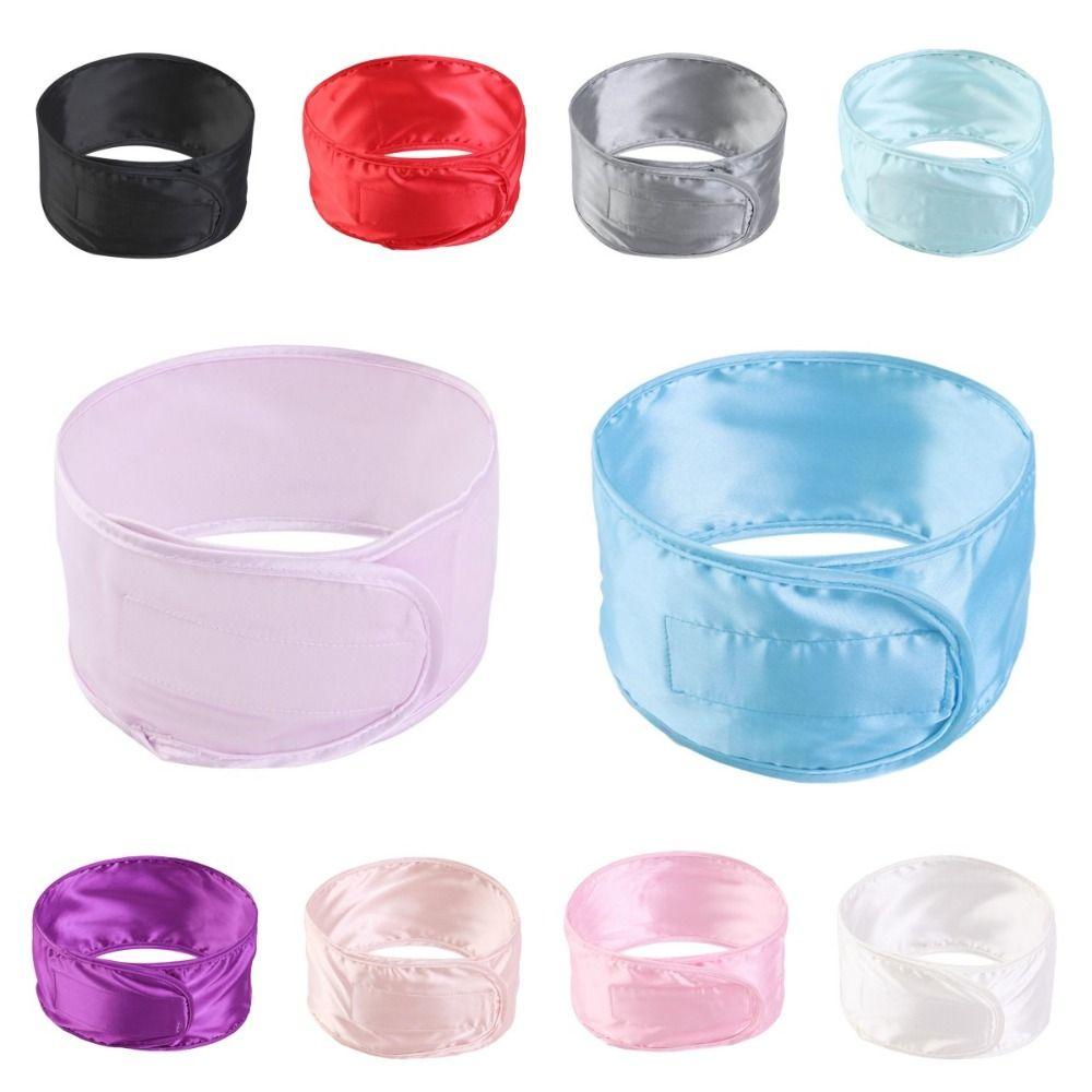 Однотонная женская шелковистая атласная повязка на голову, регулируемая СПА-повязка на голову, тюрбан для мытья лица