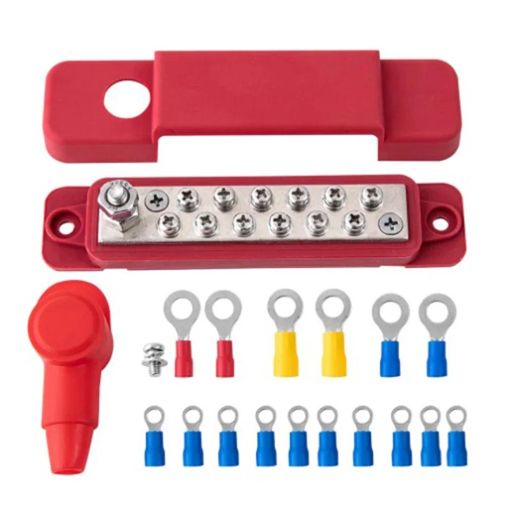 12 Point Battery Power Distribution Block Bus Bar Positive Negative 12V 180A Power Distribution Block Termianl For Car RVs Boat