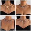 Metal Chain Love Heart Pendant Choker Trendy Goth Style Necklace Multilayer Tassel Necklace  Lady