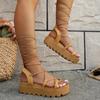 Woman Wedges Sandals Fashion Gladiator Ladies Shoes for Women Lace Up Platform Women Sandals Cross Straps Thick Bottom Sandals
