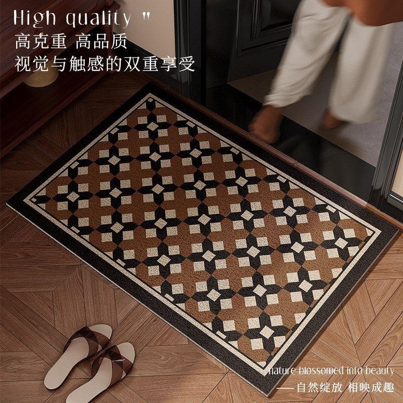 Retro Geometric Door Mat High-Quality Entrance Rug Non-Slip Cuttable Doormat