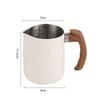 304 Stainless Steel Latte Art Pitcher with Internal Scale & Wood Handle