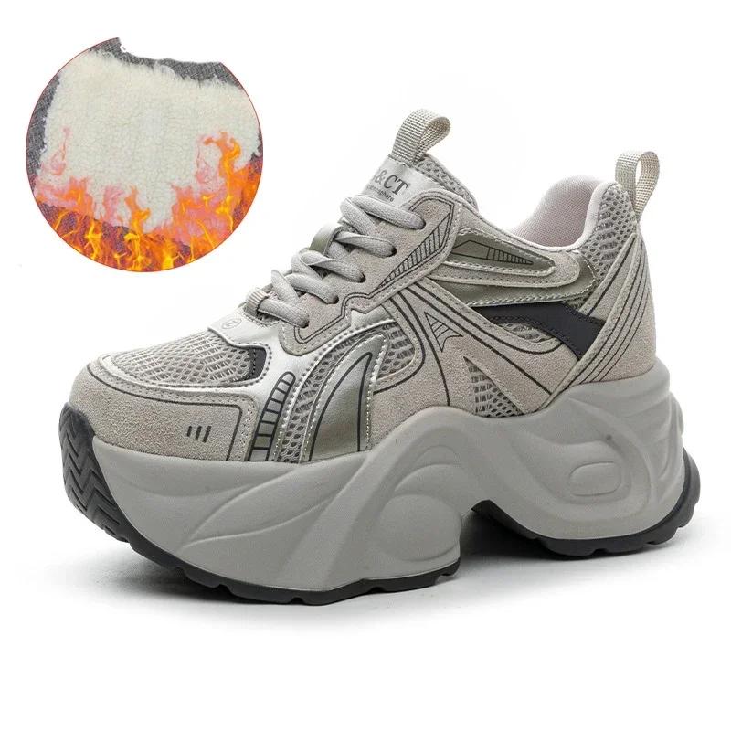 Модные 7 см Воздушная сетка Этнические Удобные Весенние Балетки Резина Роскошные Массивные Кроссовки Лаконичные Женские Осенние Лоферы из Синтетической Кожи