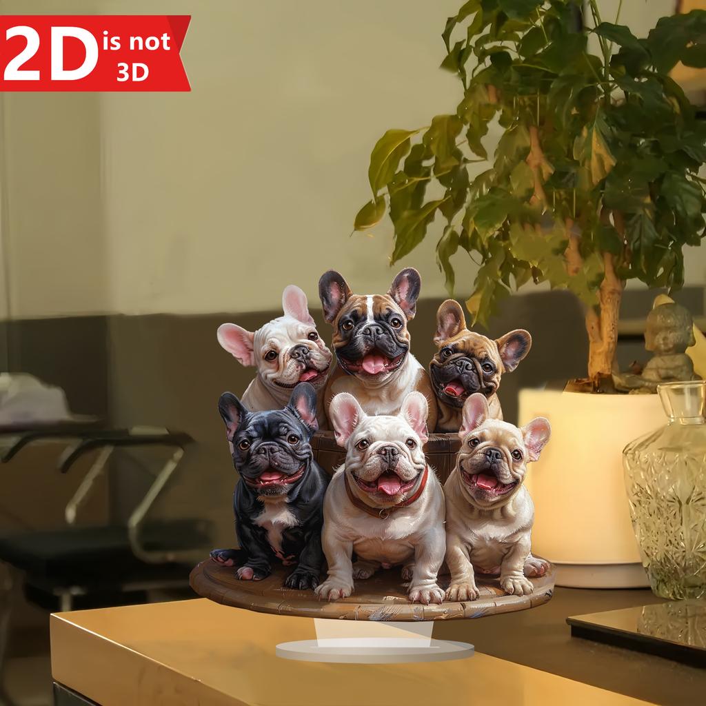 2D French Bulldog Desktop Decor for Home and Office. A Versatile Animal-themed Ornament.
