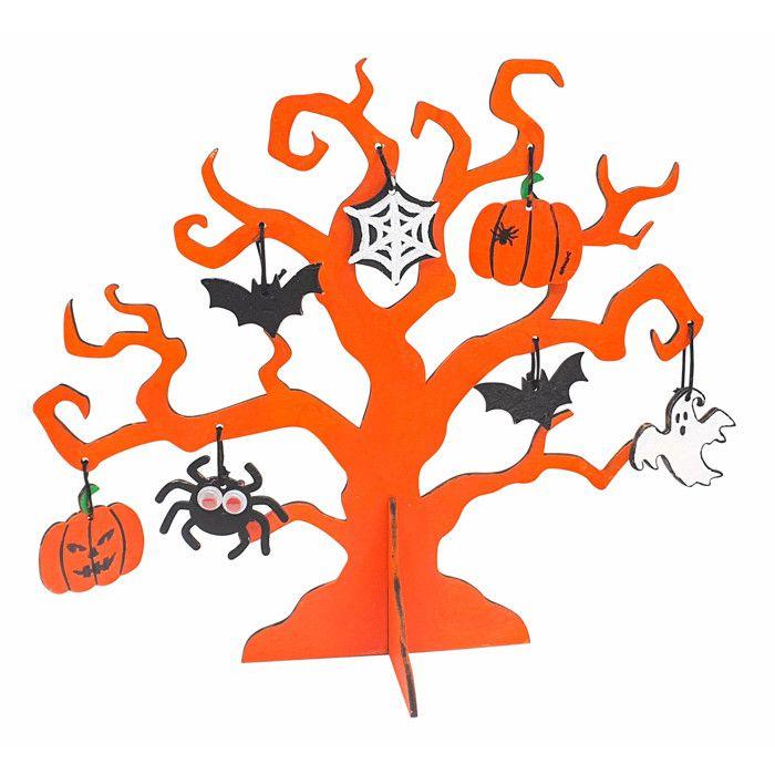 MégaCréa DIY - Arbre effrayant et formes en bois pour Halloween 22,5 x 20,5 cm
