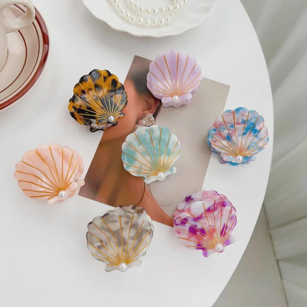 Bofeiya Summer Pearl Shell Acetate Hairpin – Sweet Dopamine Shark Clip