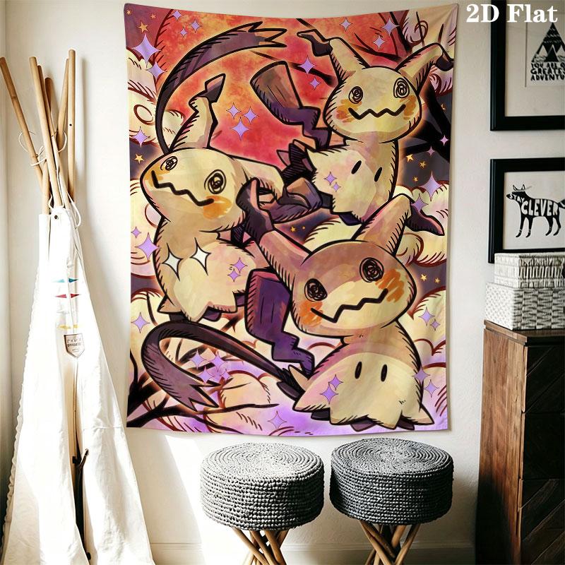Mimikyu Star Wall Hanging Printed Fabric Blanket Decorative Tapestries for Bedroom Living Room Home Decor