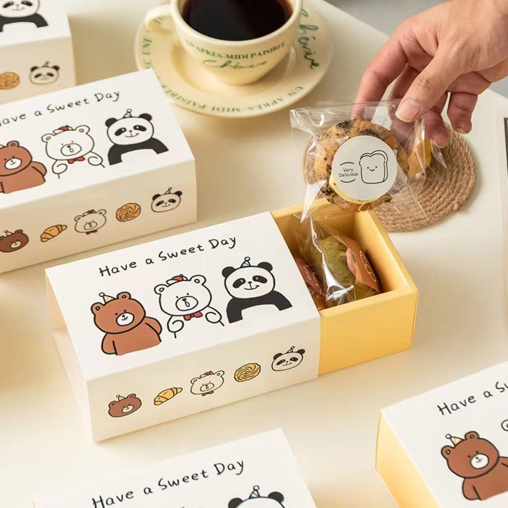 Cartoon Bear Drawer Box DIY Baking Packaging Boxes  for Biscuits Cookies Snowflake Crisps Candies