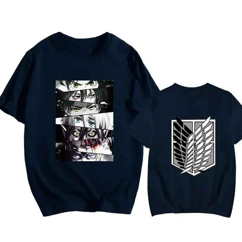 Мужские футболки с принтом в стиле японского аниме «Атака титанов» Женские летние хлопковые топы с коротким рукавом Большие модные футболки