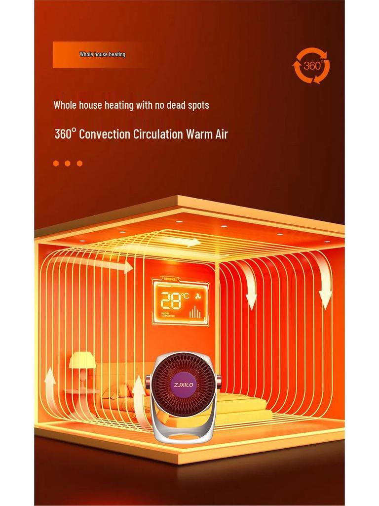 2025 Портативный настольный обогреватель-вентилятор - Компактный электрический солнечный обогреватель для небольших помещений