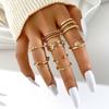 Boho Gold Color Snake Rings Set For Women Vintage Geometric Cross Heart Butterfly Rings Female Finger Rings Trendy Jewelry Gifts