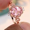 1 пара розово-золотистых колец с овальной огранкой и розовым камнем в форме короны, обручальное кольцо, ювелирные изделия на День святого Валентина и День матери