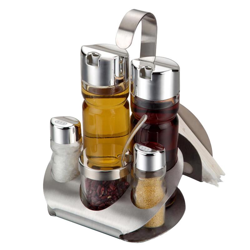 KAZHI 304 Stainless Steel Glass 5-Piece Seasoning Set with Tissue Holder