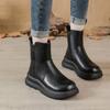 Soft-soled short soft leather Martin boots women's autumn and winter new velvet comfortable round head mid-heel Chelsea short boots