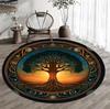 Magical Sunset Tree Of Life Border Ornament Non Slip Large Round Rug Spiritual Boho Meditation Space Floor Mat