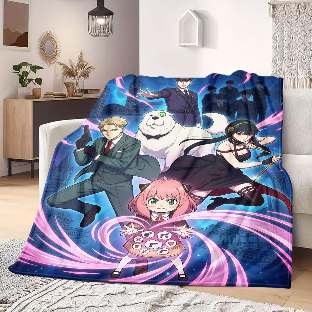 Spy x Family Premium Print Flannel Blanket, Cartoon Decorative Throw for Couch, Soft Bedroom Bedding, Ideal Travel_LIAN