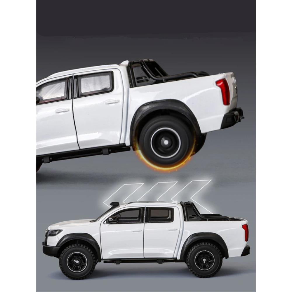 1/24 Great Wall Motor POER Pickup Alloy Car Model Diecast Metal Offroad Vehicles Car Model Simulation Sound Light Kids Toy Gift