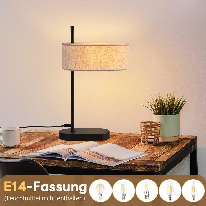 Lampe de table - NETTLIFE - 2x 44,5 cm E14 - Noir - Abat-jour tissu - Métal (Scandinave)