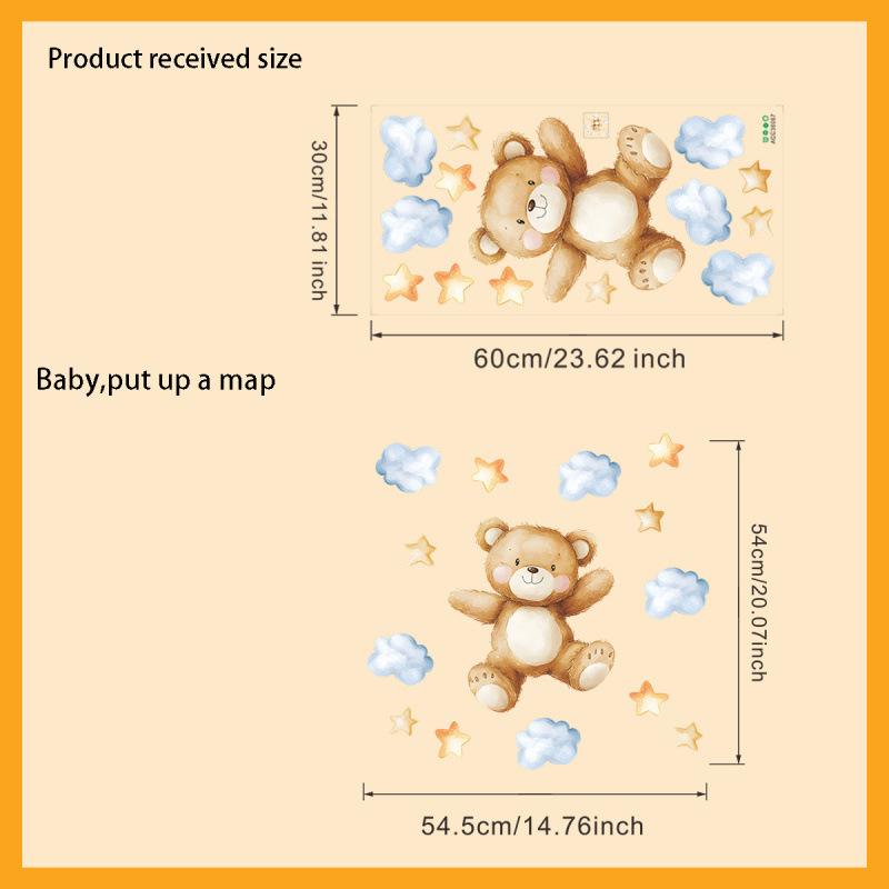 Мультяшные наклейки на стену с изображением медведя, облака и звезды для детской комнаты, детской, домашнего декора. Самоклеящиеся, съемные наклейки на стену