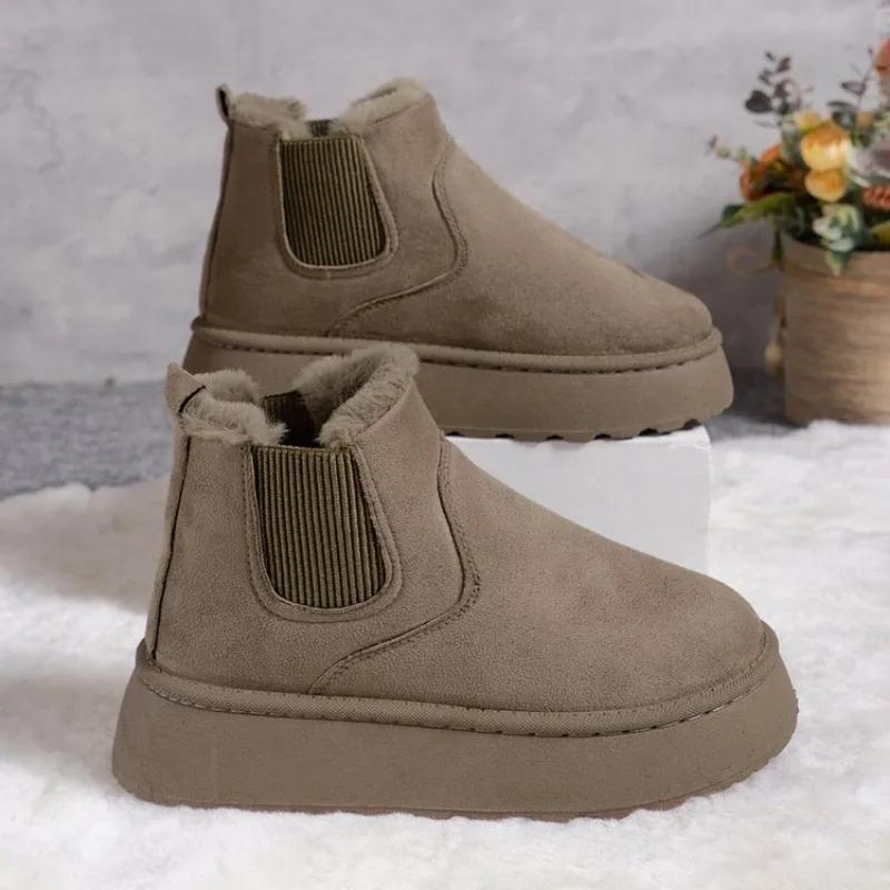 Fashion Women Platform Soft Comfortable Casual Shoes Classic Design Lightweight Round Toe Winter Thick Plush Warm Snow Boots