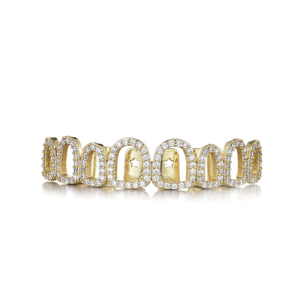 Fashion Full CZ Stone Rhinestone Braces Zircon Teeth Cap Brace For Women Men Top Bottom Dental Grills Personalized Body Jewelry