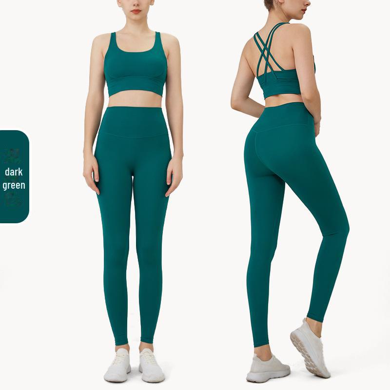 «Летний комплект для йоги на крестообразной спине»: Брюки и топ с высокой талией и утягивающими бедрами