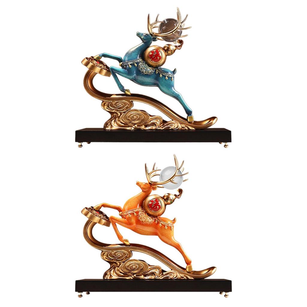 Deer Sculpture Home Decor Decorative New Year Ornament Crafts Reindeer Statue for Entrance Living Room Bookshelf Bedroom Desk