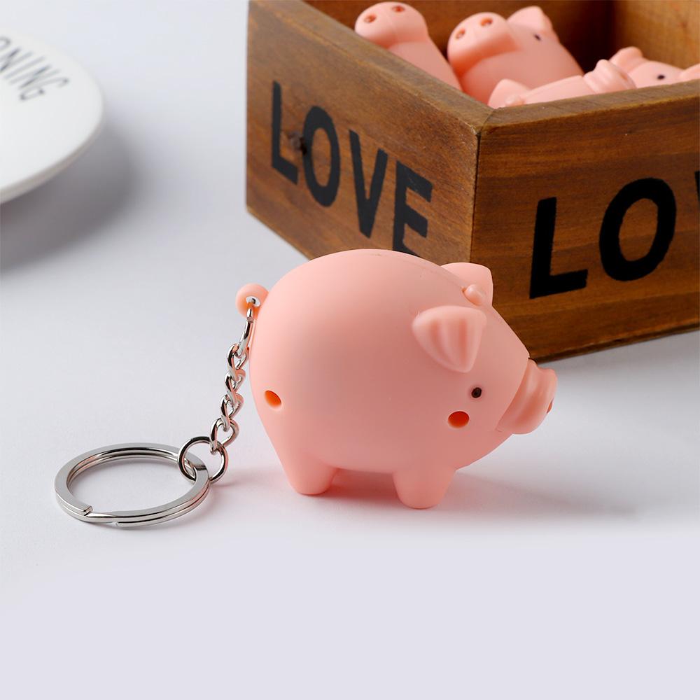Cartoon Mini Flashlight Vocal LED Light Luminous Key Chains Key Rings