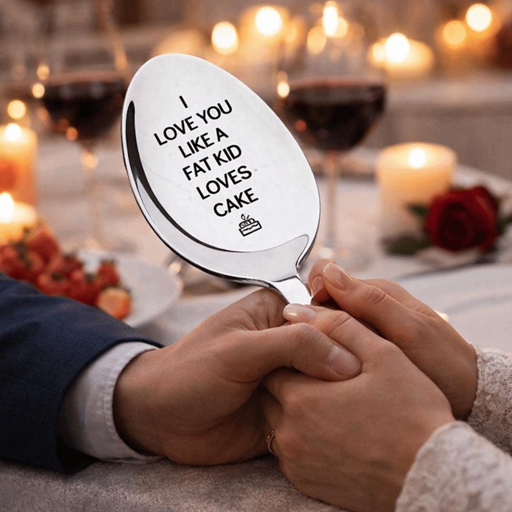 Engraved Design Key of Love Spoon Personalized Text Love Letter Spoon Romantic Gift