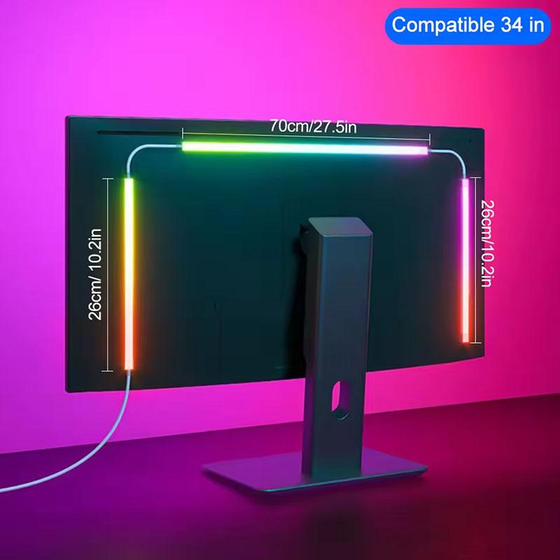 Светодиодные ленты USB для ПК RGB Phantom Ambiance Display Светодиодная световая панель Синхронизация с музыкой 24-34 дюйма Подсветка Светодиодная лента Декор игровой комнаты