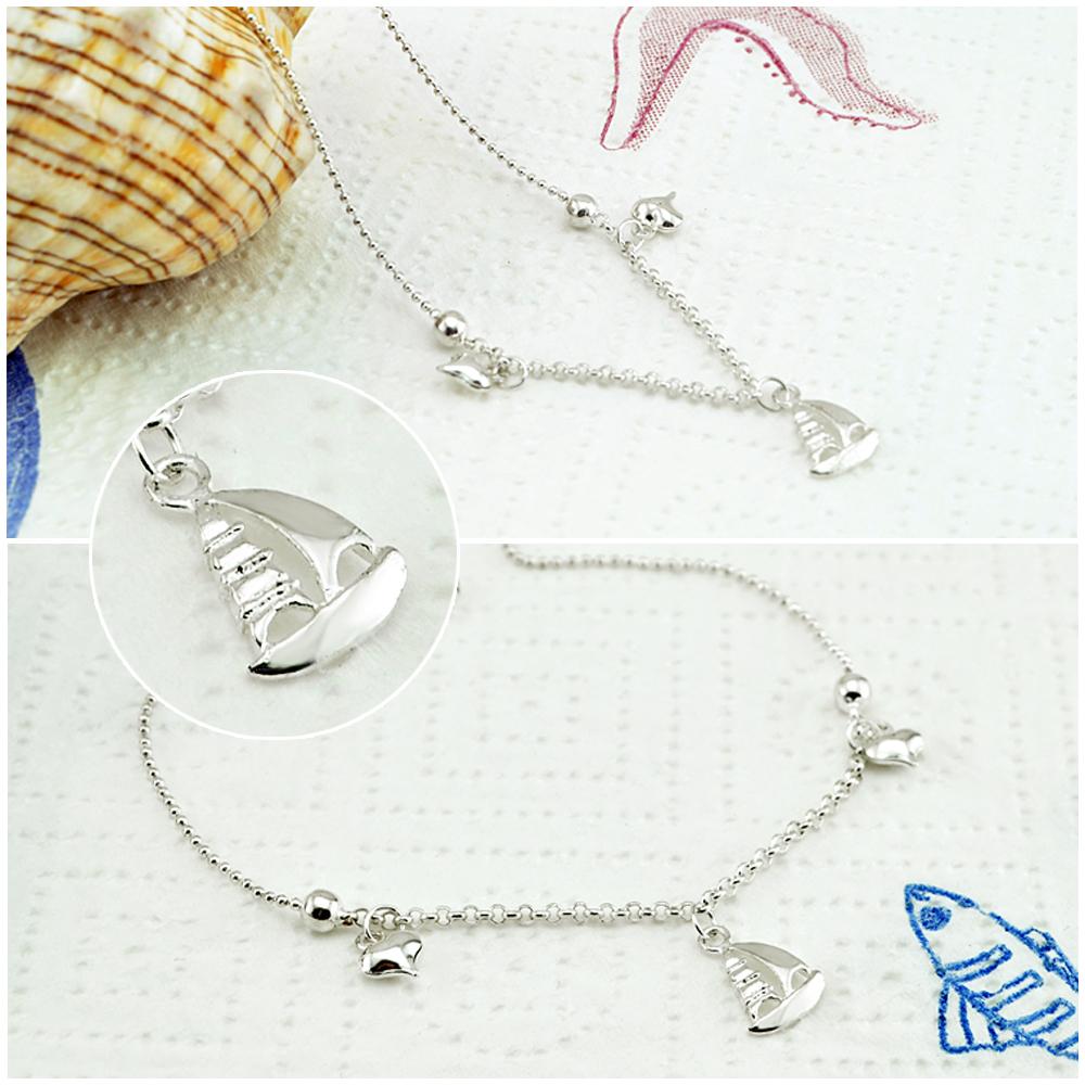 Стерлингового Серебра 925 пробы, простые ножные браслеты в форме сердца, босоножки, вязаные крючком, украшения для ног, новые ножные браслеты на ногу, браслеты на щиколотку для женщин