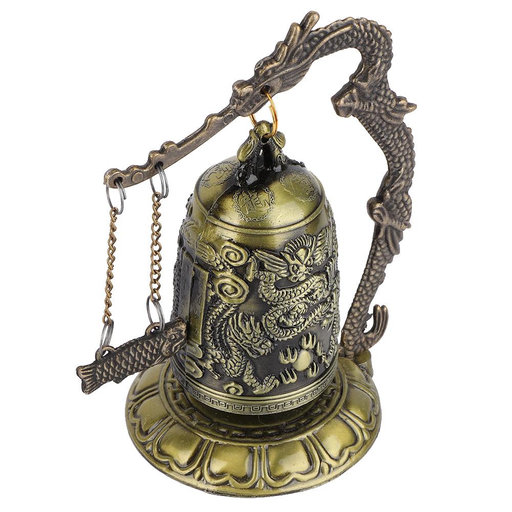 Vintage Small Carved Bronze Dragon Lock Bell Arts & Crafts Collectibles Ornaments Desk Decor