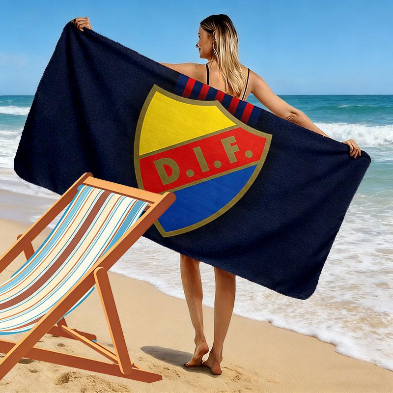 Djurgardens IF Print Beach Towel, Large Soft Quick Dry Towel for Beach Camping Swimming