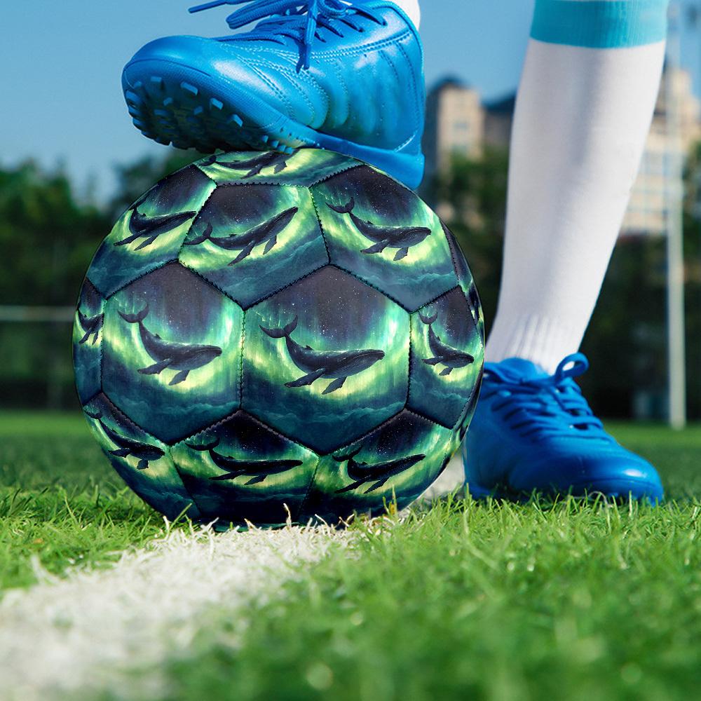 1pc Whale Aurora Size 5 Soccer Ball Professional Match Training Football Indoor &Outdoor Sports Ball Lightweight Durable c6535