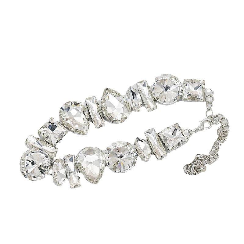 Small Clear High-end Sense Rhinestone Chain Necklace Cold Wind Metal Thick Neck Chain Personalized Collarbone Chain