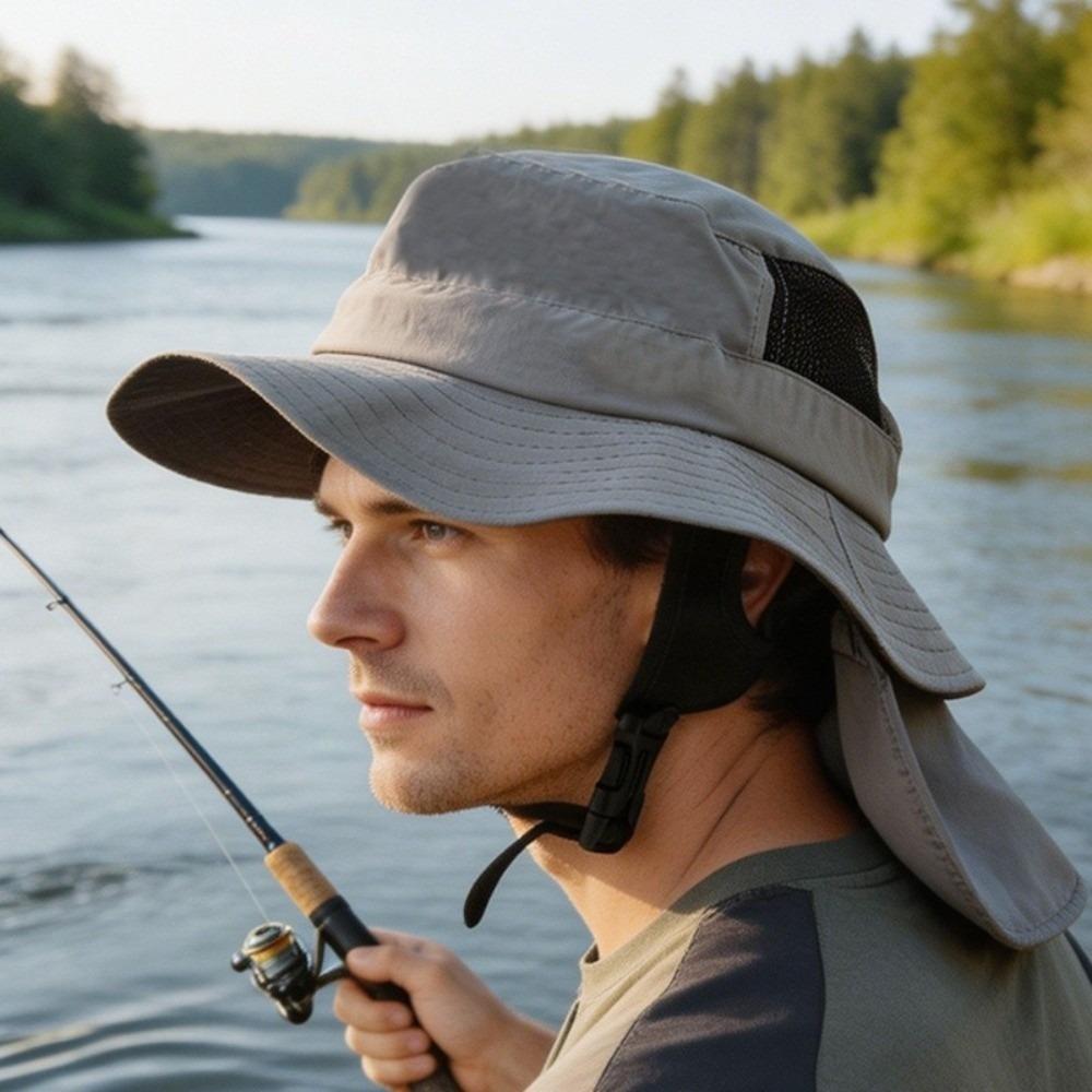 Anti-UV Sun Hat Sun Protection Shawl Safari Cap Fashion Bucket Hat Hiking Fishing