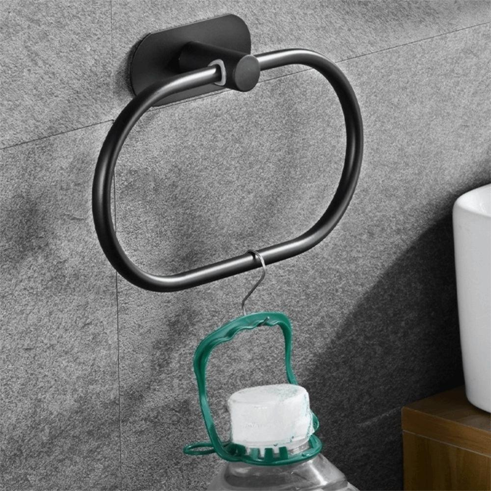 Stainless Steel Towel Hanger Ring Self-adhesive Towel Holder Bathroom Hardware Accessories