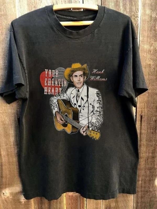 Vintage 90s Hank Williams Sr T-shirt Cheatin Heart Shirt S-5XL reprint Unisex T-Shirt