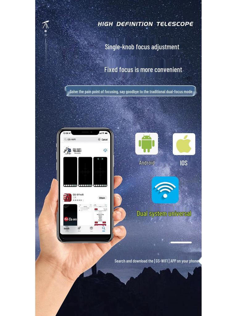 Цифровой монокулярный телескоп высокого разрешения с Wi-Fi - Высокое увеличение и ручной
