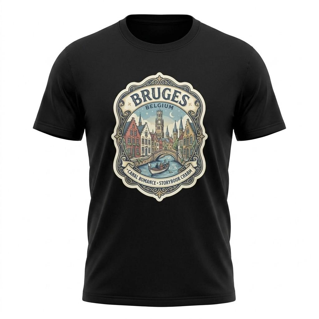 Bruges Belgium Canal Town Graphic T-Shirt Unisex Travel Tee