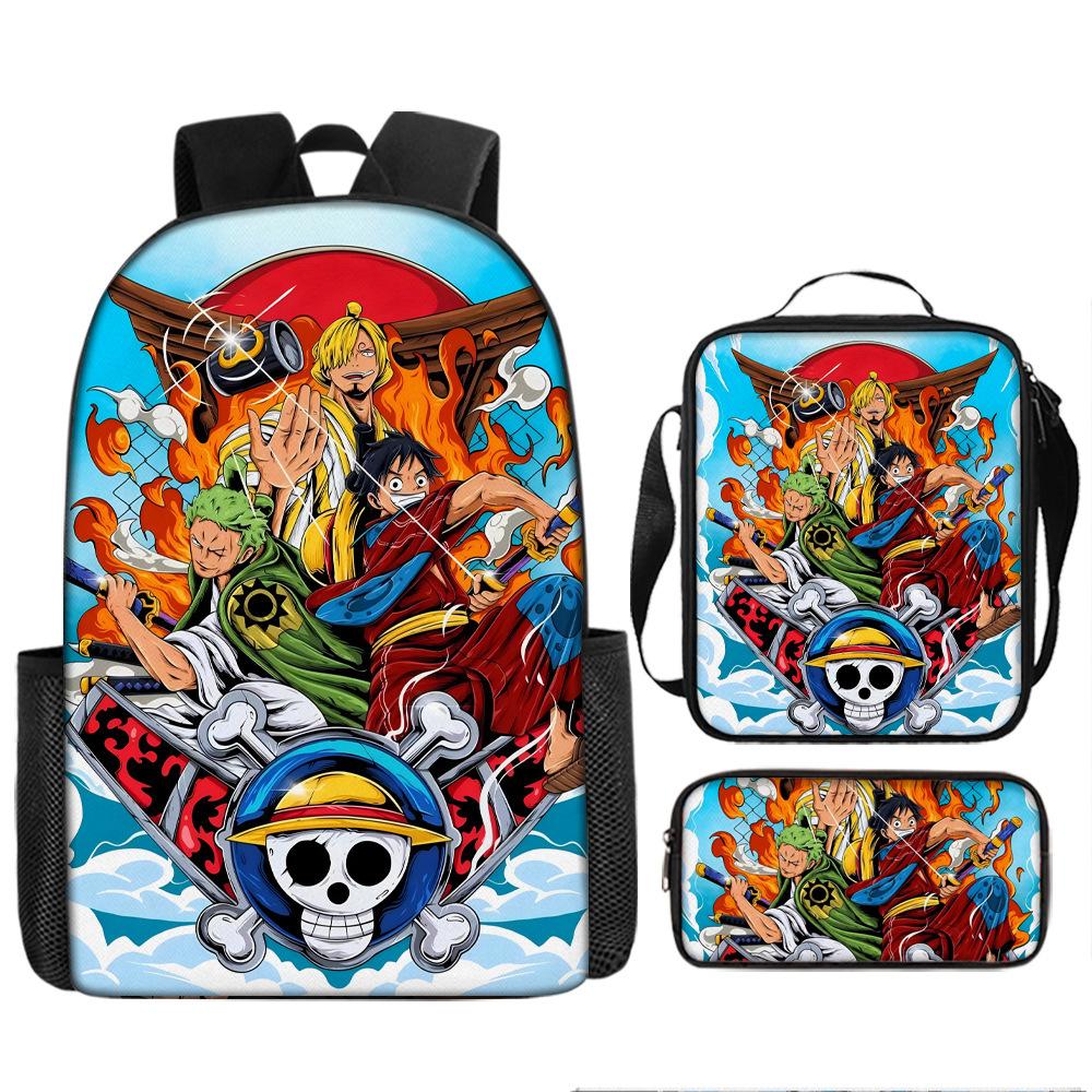 Анимация ONE PIECE школьный рюкзак из трех частей игровой периферийный рюкзак большой вместимости для ученика средней школы для улицы, кампуса, сумка для компьютера