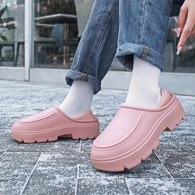 Теплая зимняя хлопковая обувь, женские теплые меховые домашние тапочки, нескользящие плюшевые тапочки из ЭВА, домашние тапочки для пар с толстой подошвой, шлепанцы