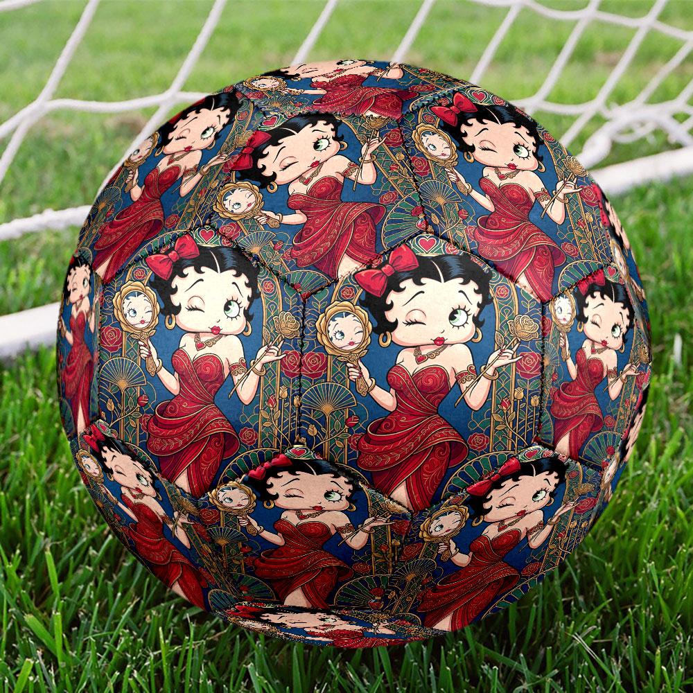Betty Boop Print Size 5 Soccer Ball, Standard Match Football for Sports Game and Team Practice, Ideal Gift for Soccer Fans