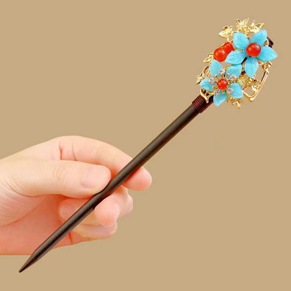 Vintage Flower Hairpin Flower Hairpin Fork Jewelry Accessories New Chinese Hair Stick  for Hanfu