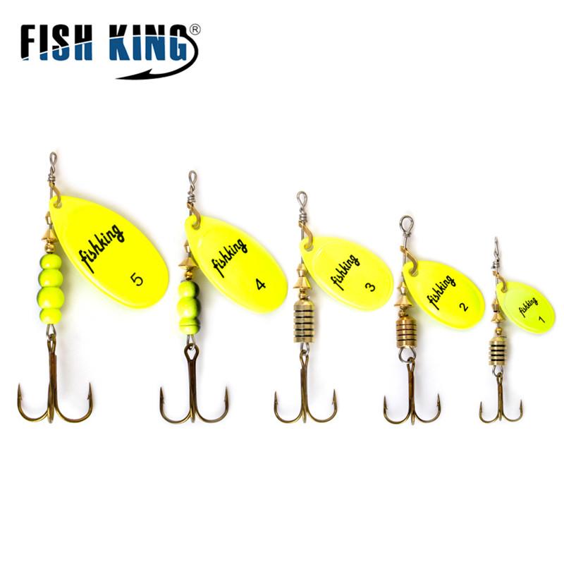 FISH KING Spinner Bait 3,9 г, 4,6 г, 7,4 г, 10,8 г, 15 г, приманки для ложки, металлические приманки для щуки с тройными крючками, искусственная приманка для окуня, рыболовная приманка