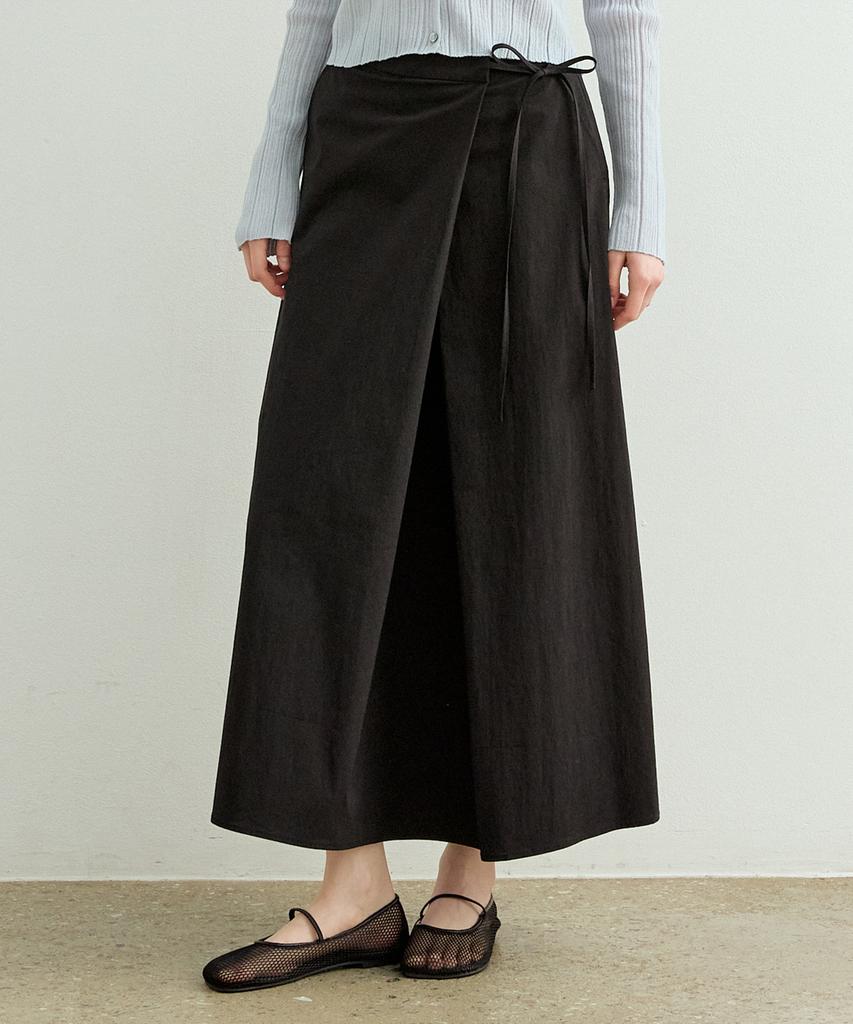 Artid Natural Drape Wrap Skirt_Black