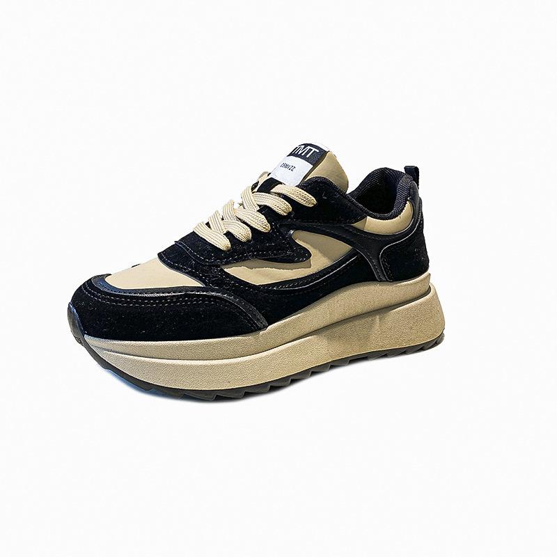 New Sneakers Women Spring New Thick-soled Round Toe Platform Womens Shoes Fashion Breathable Lace Casual Lady Shoes